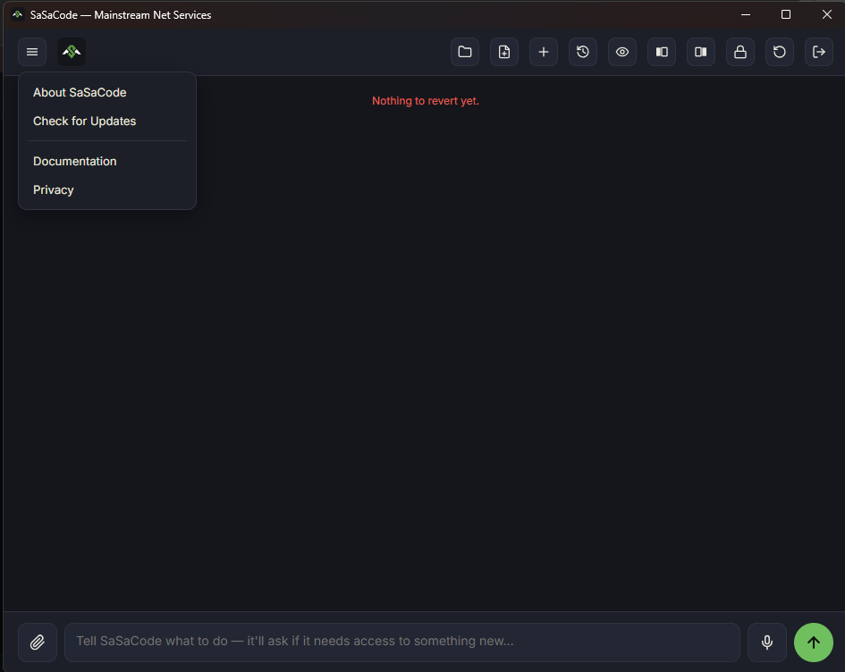 SaSaCode menu